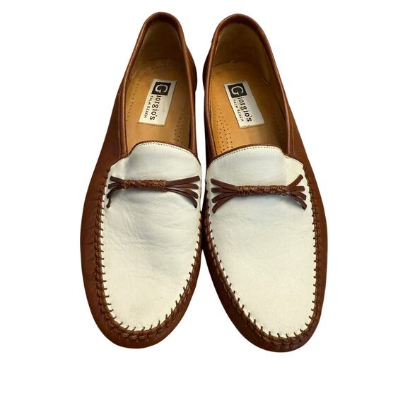 Giorgio’s of Palm Beach Genuine Lizard Loafers Men’s Size 8 Brown/White Leather - Picture 1 of 7